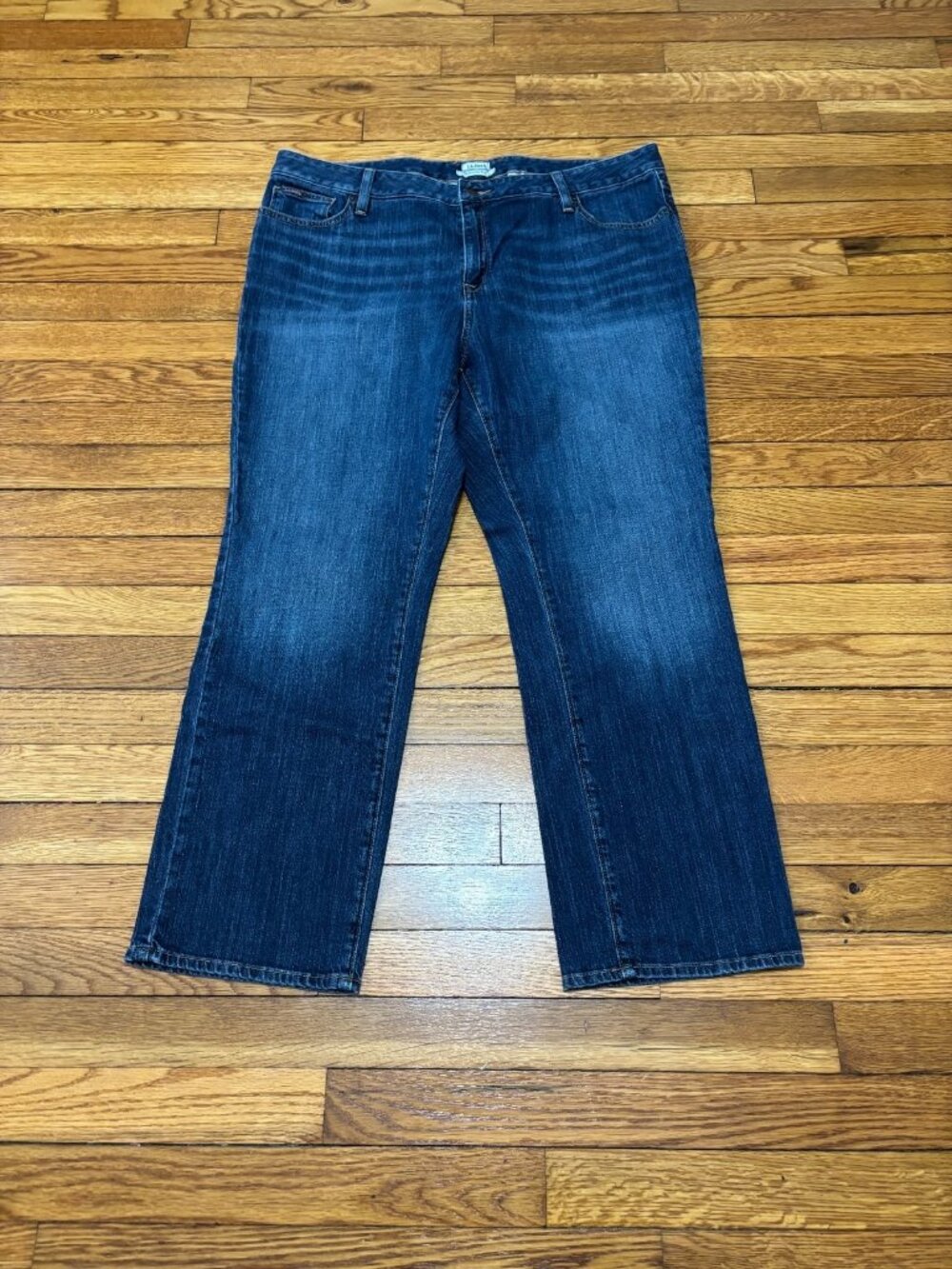 LL Bean Womens Favorite Fit Jeans Size 18 Petite 18p Blue Stretch Denim Pants
